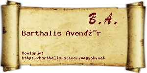 Barthalis Avenár névjegykártya